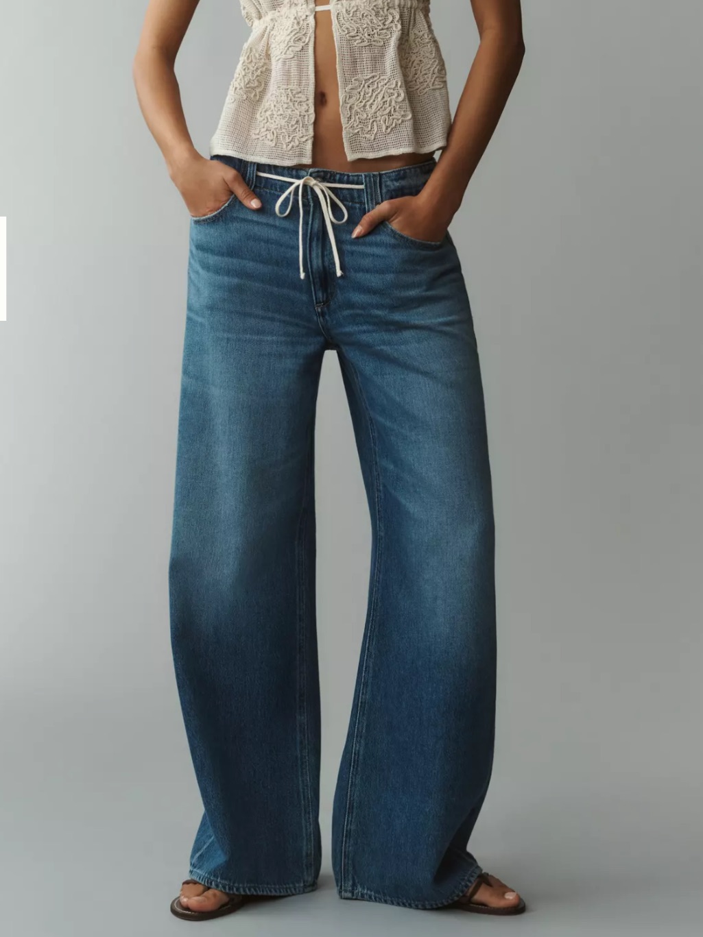 Paige Zoey 31” Tie High-Rise Wide-Leg Jeans In Serenite Size 26